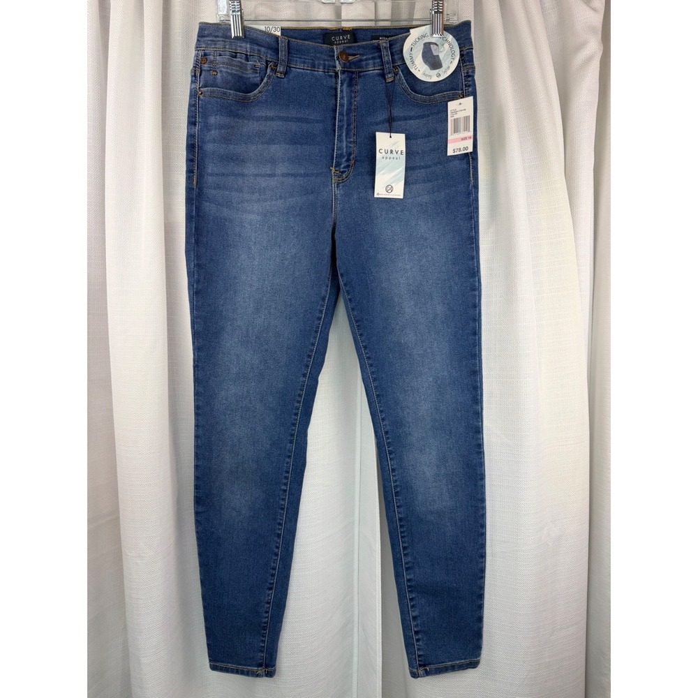 Curve Appeal High-Rise Essential Skinny Jeans Paris Blue Tummy Tucking Size 10